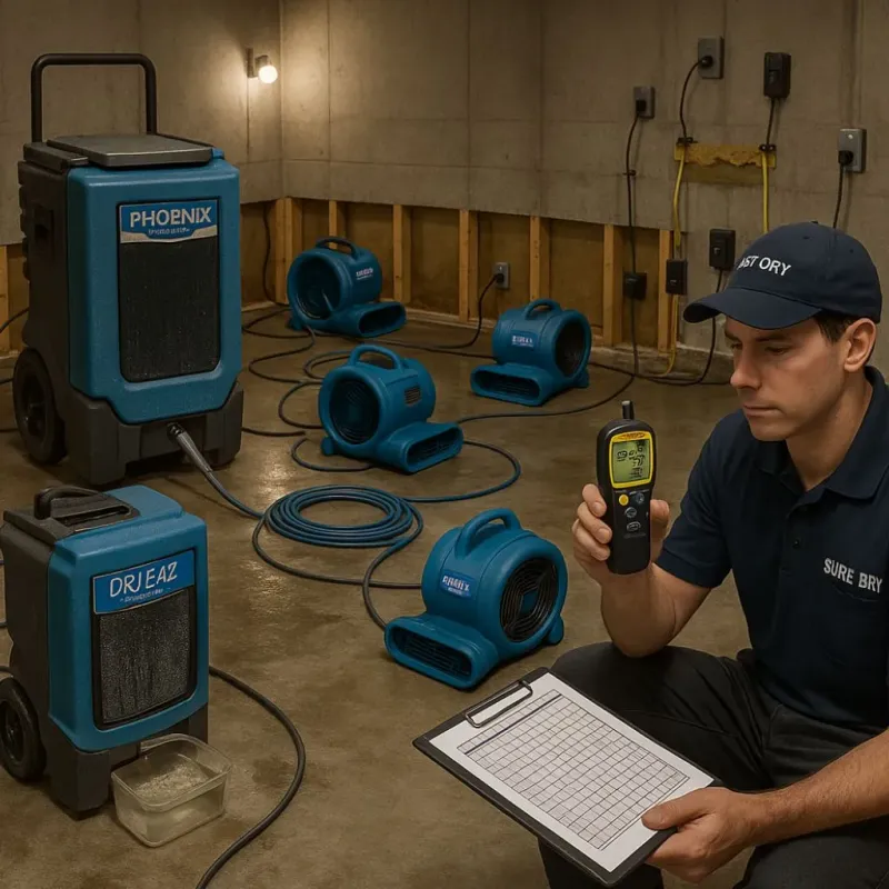 Structural Drying and Dehumidification process in North Zanesville, OH